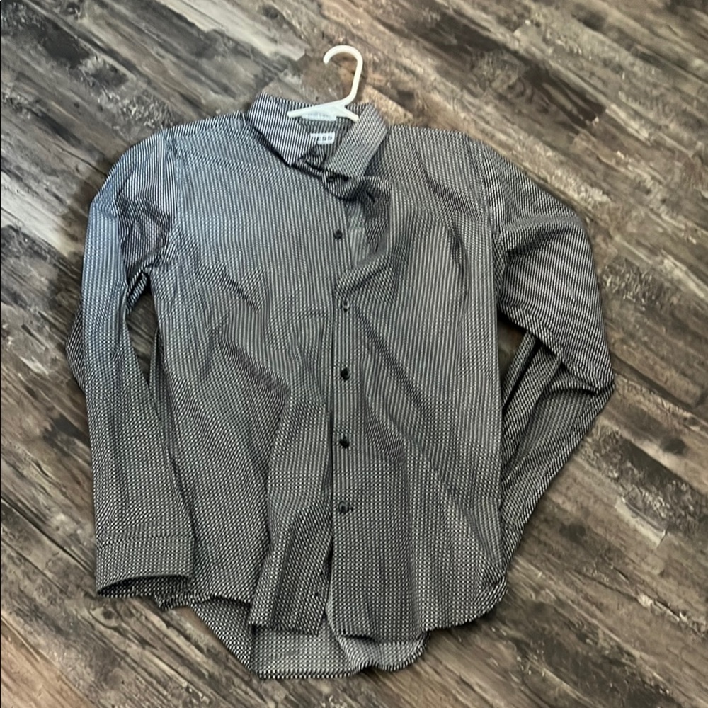 Express Black and White Casual Button Down Shirt